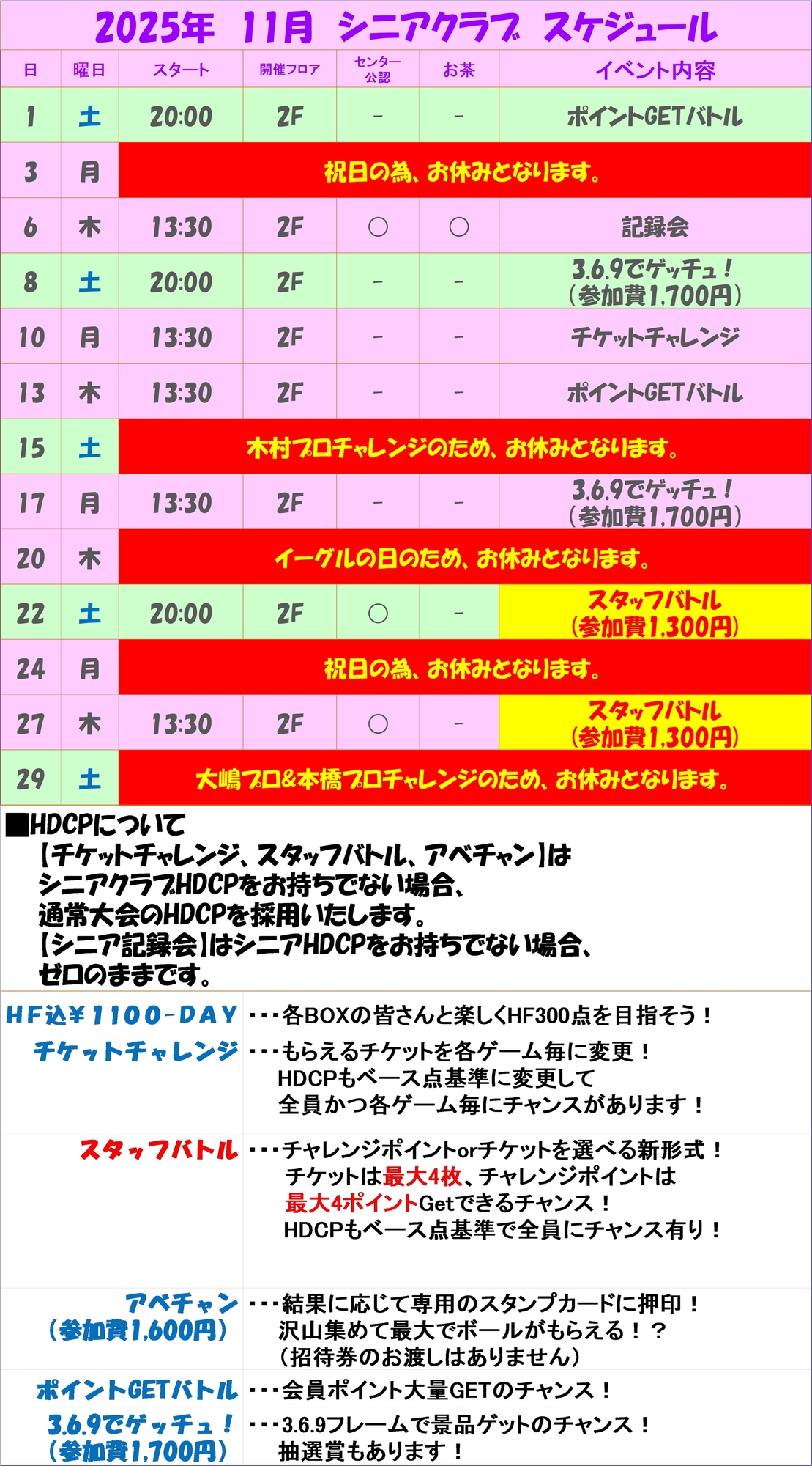2025年11月 大会スケジュール